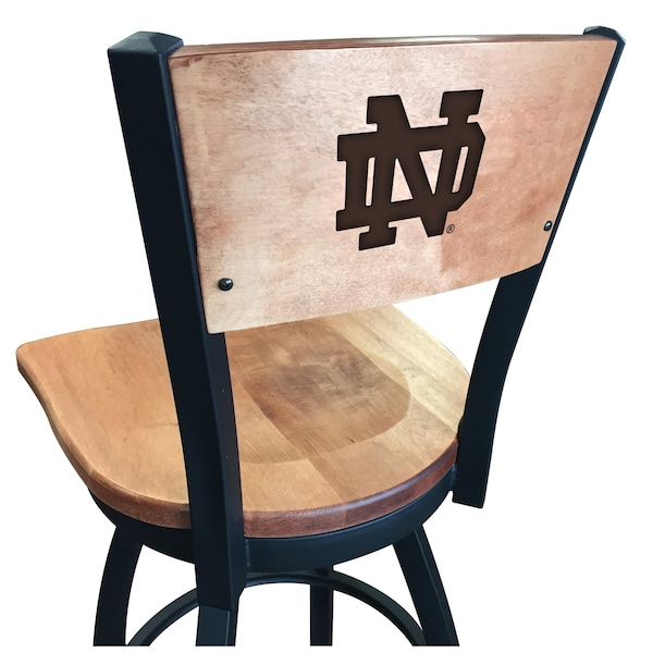 30" Blk Wrinkle Notre Dame (ND) Swivel Bar Stool, Laser Engraved Back